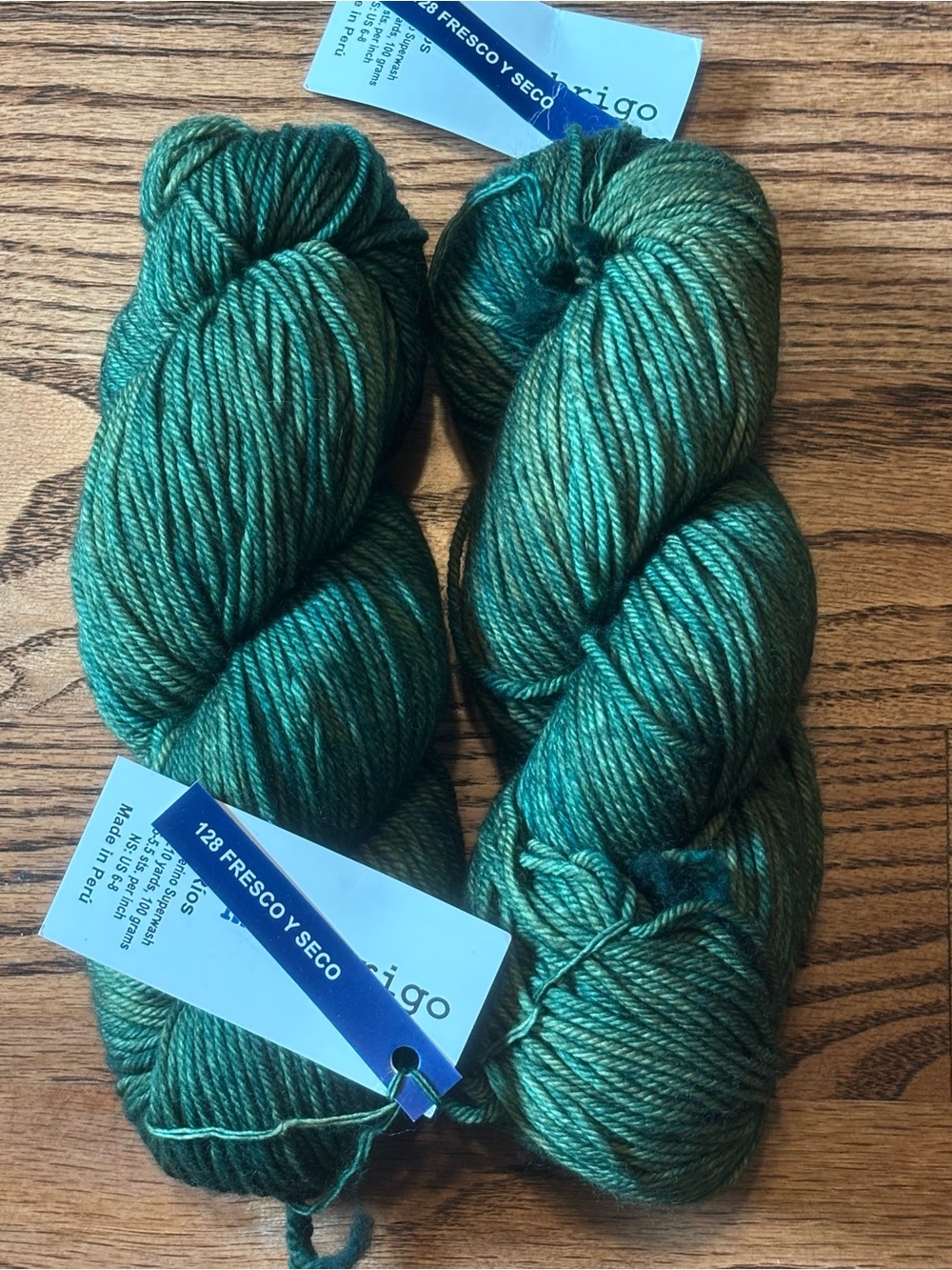 Malabrigo Rios Lot of 2 Worsted Green Fresco Y Seco 128 100% SW Merino Wool Knit